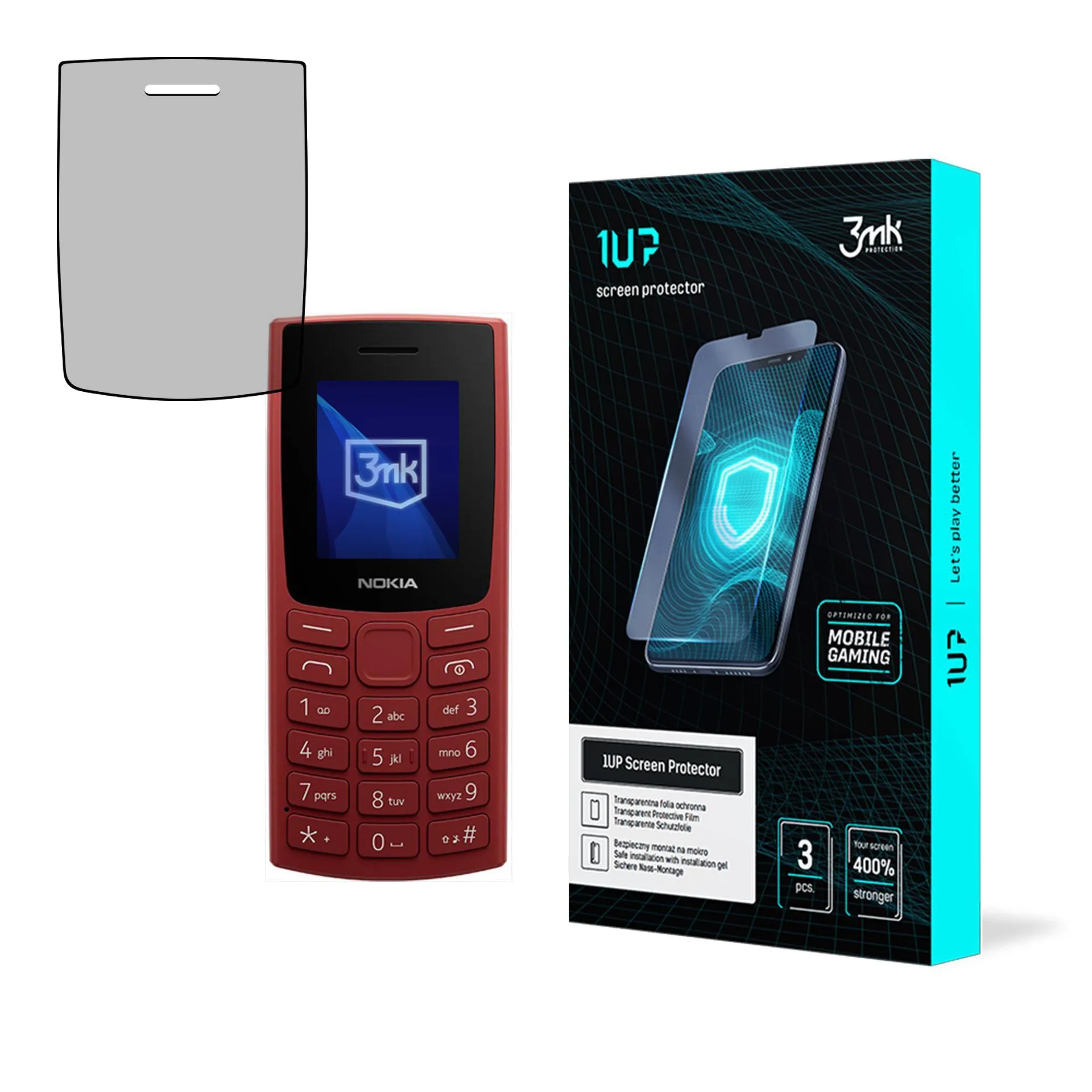 Screen protector for Nokia 105 4G (2023) - 3mk 1UP screen protector (3 pieces)