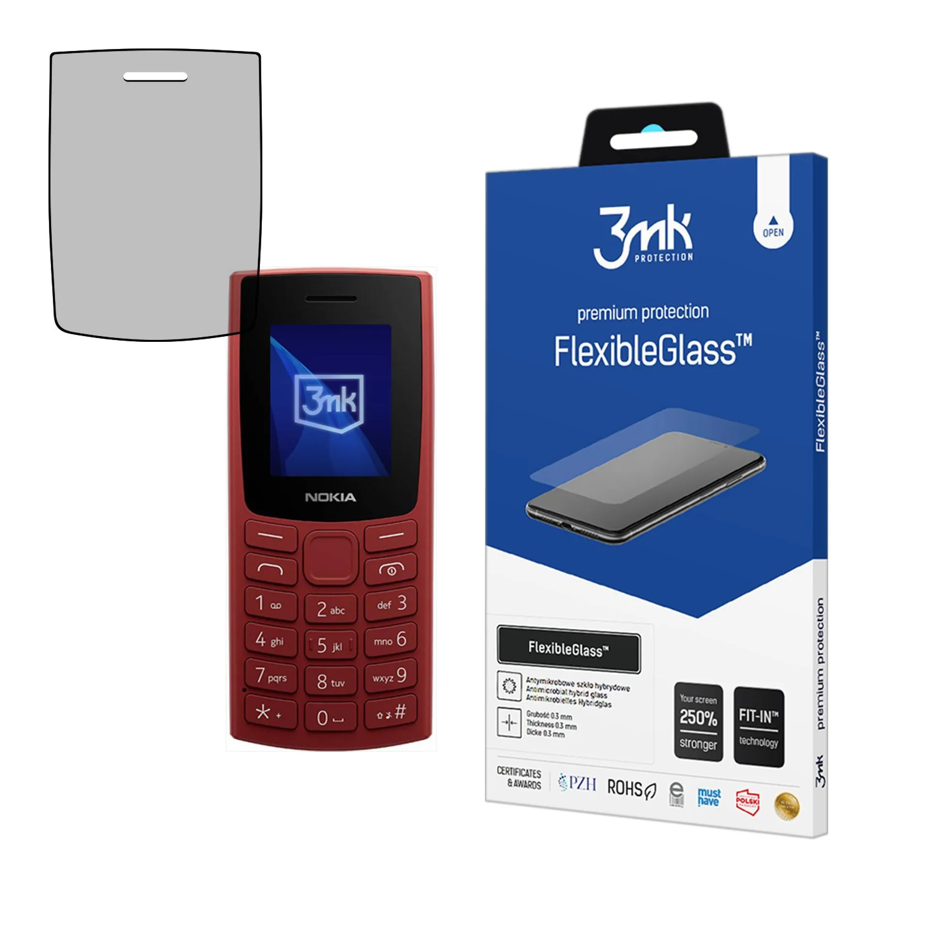 Hybrid unbreakable glass for Nokia 105 4G (2023) - 3mk FlexibleGlass™