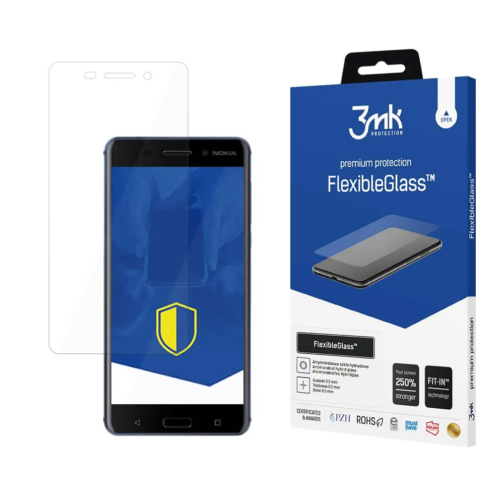 Shatterproof hybrid glass on Nokia 6 - 3mk FlexibleGlass™