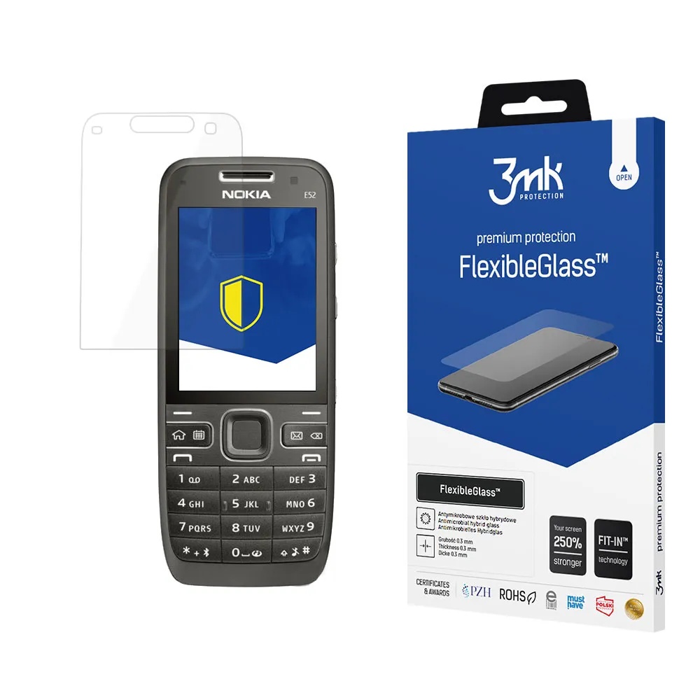 Shatterproof hybrid glass on Nokia E52 - 3mk FlexibleGlass™