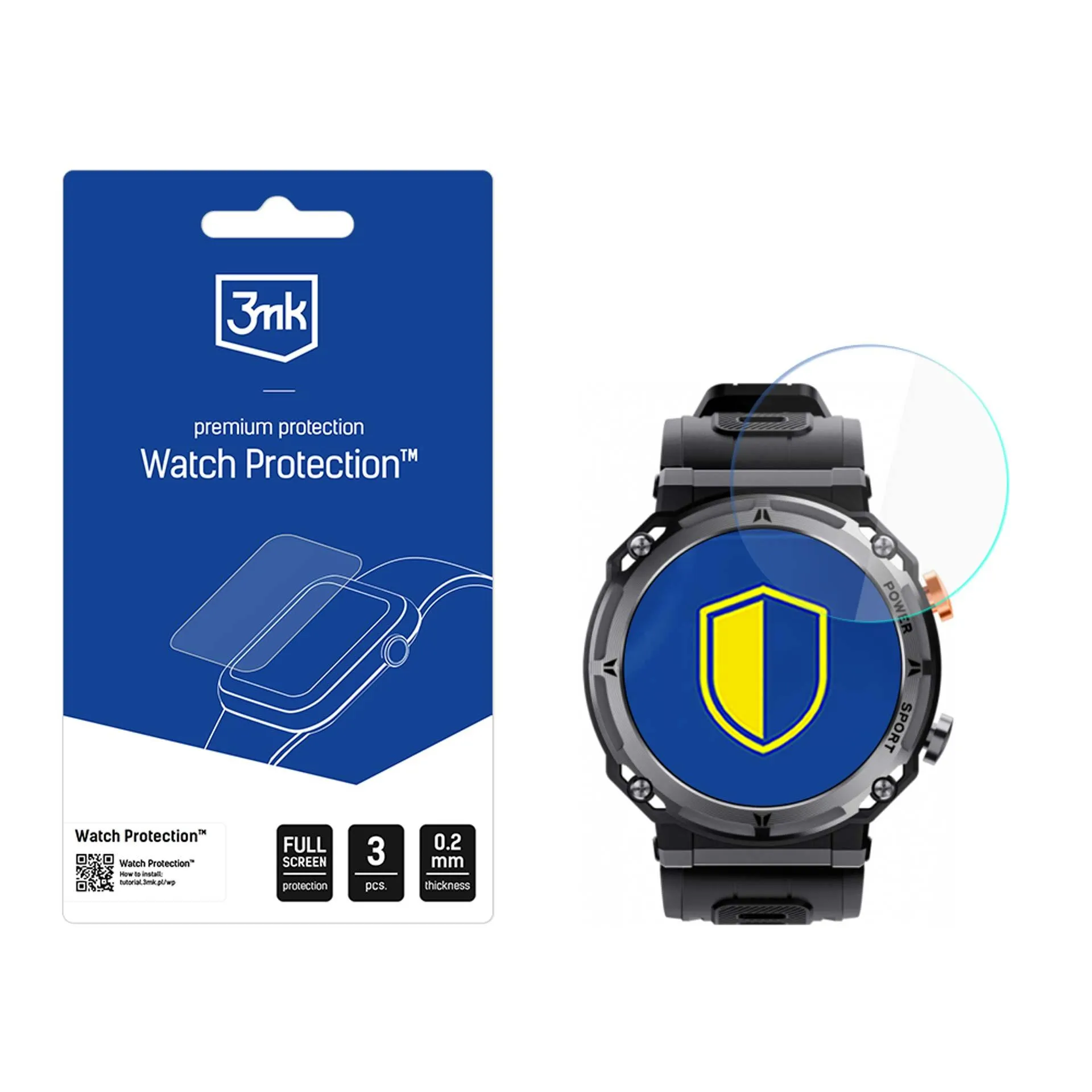 Protective glass for Rubicon RNCF25 smartwatch screen - 3mk Watch Protection